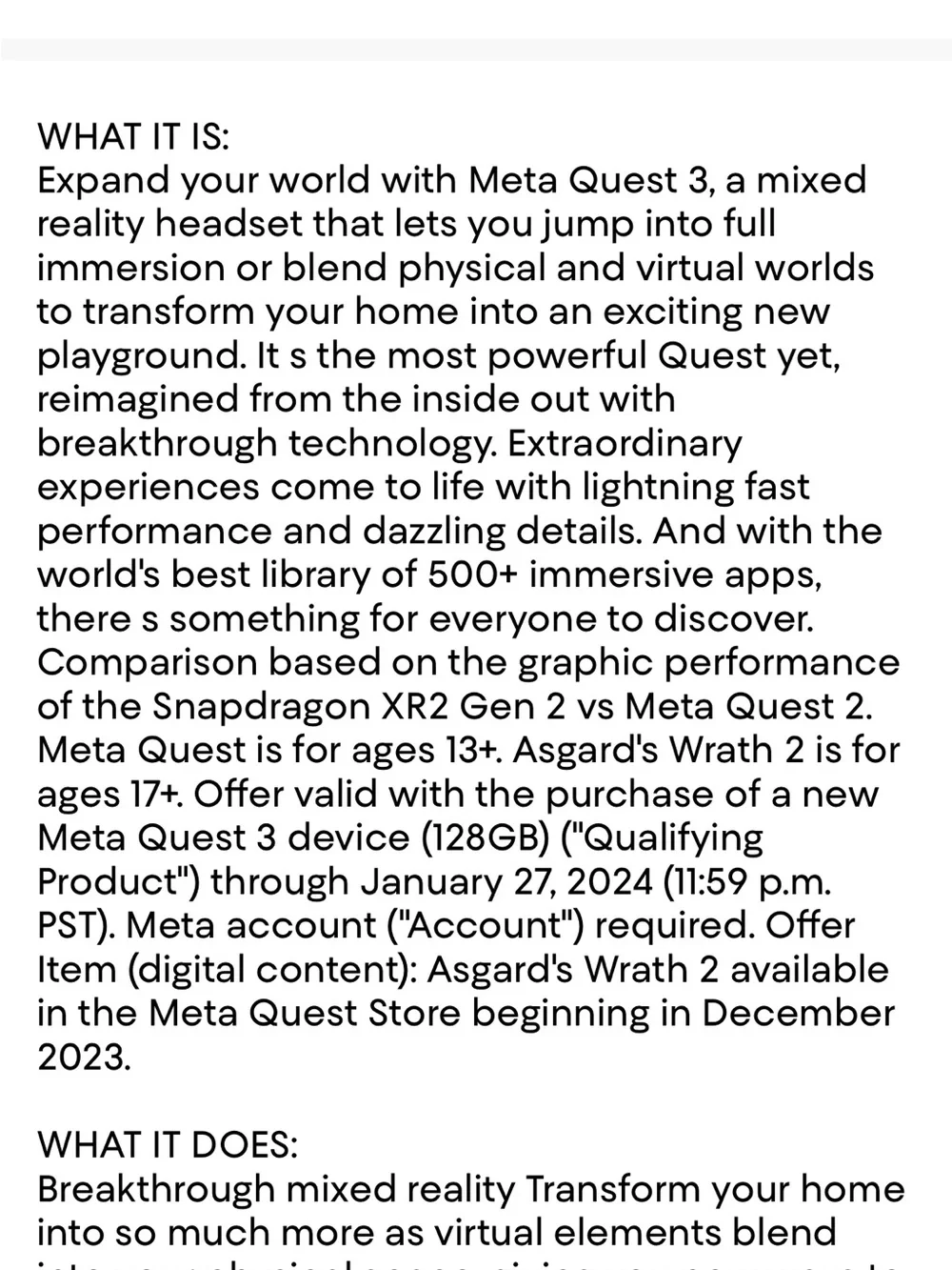 Quest 3 512GB Mixed Reality Headset - White